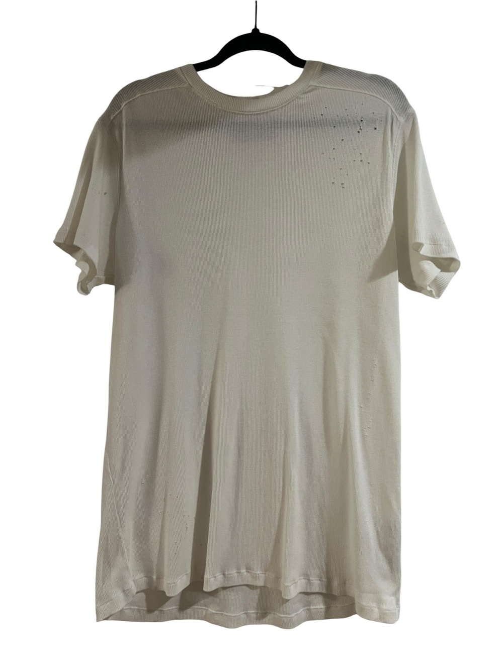All Saints Distressed White Short Sleeve Crew Neck Longline Streetwear Tee-XS